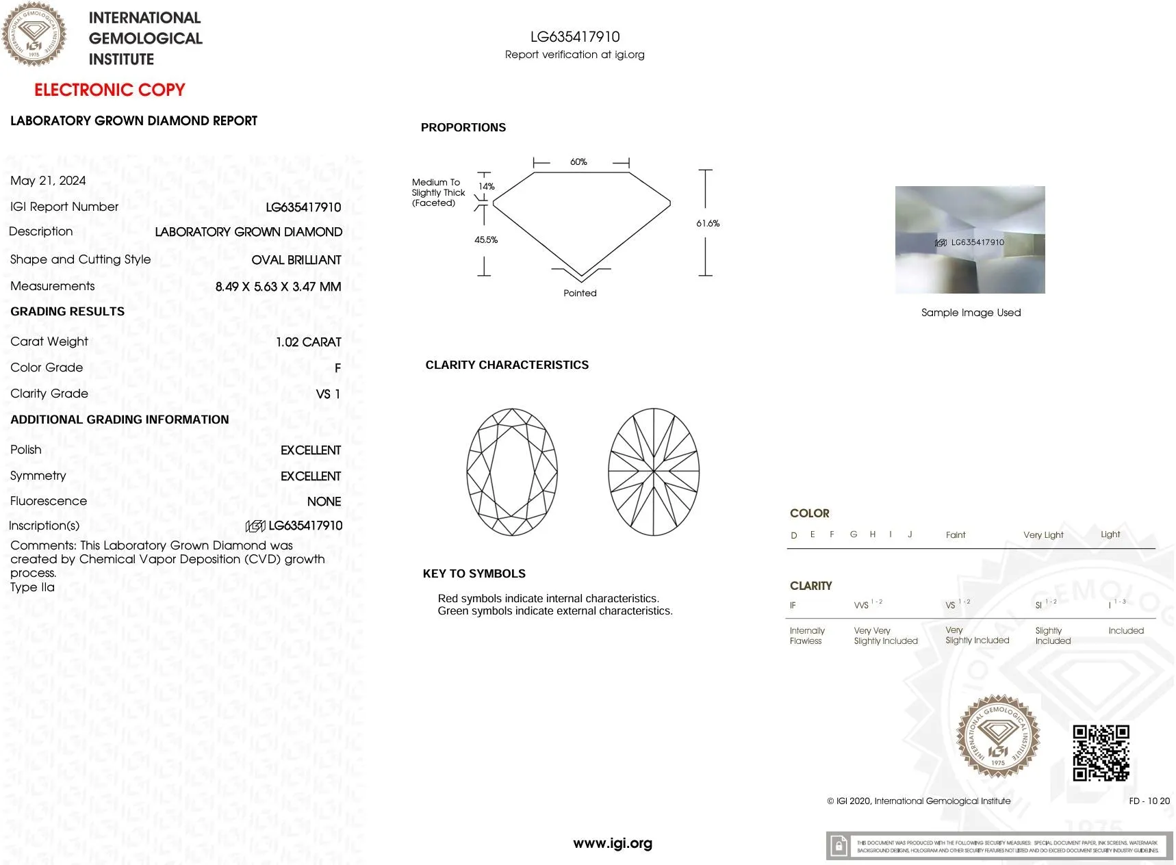 1.02ct F-VS1 Oval Lab Diamond Sunnie