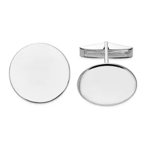 14k White Gold Solid Circular Design Cuff Links