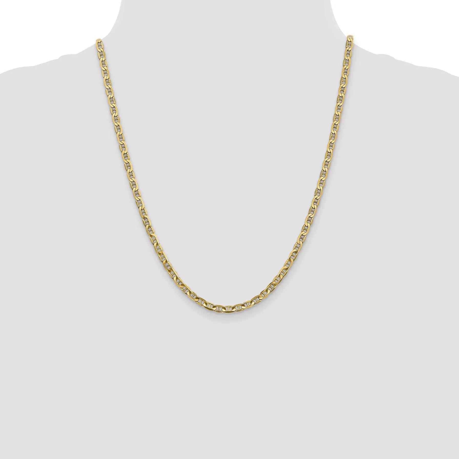 14k Yellow Gold 3.75mm Concave Anchor Chain