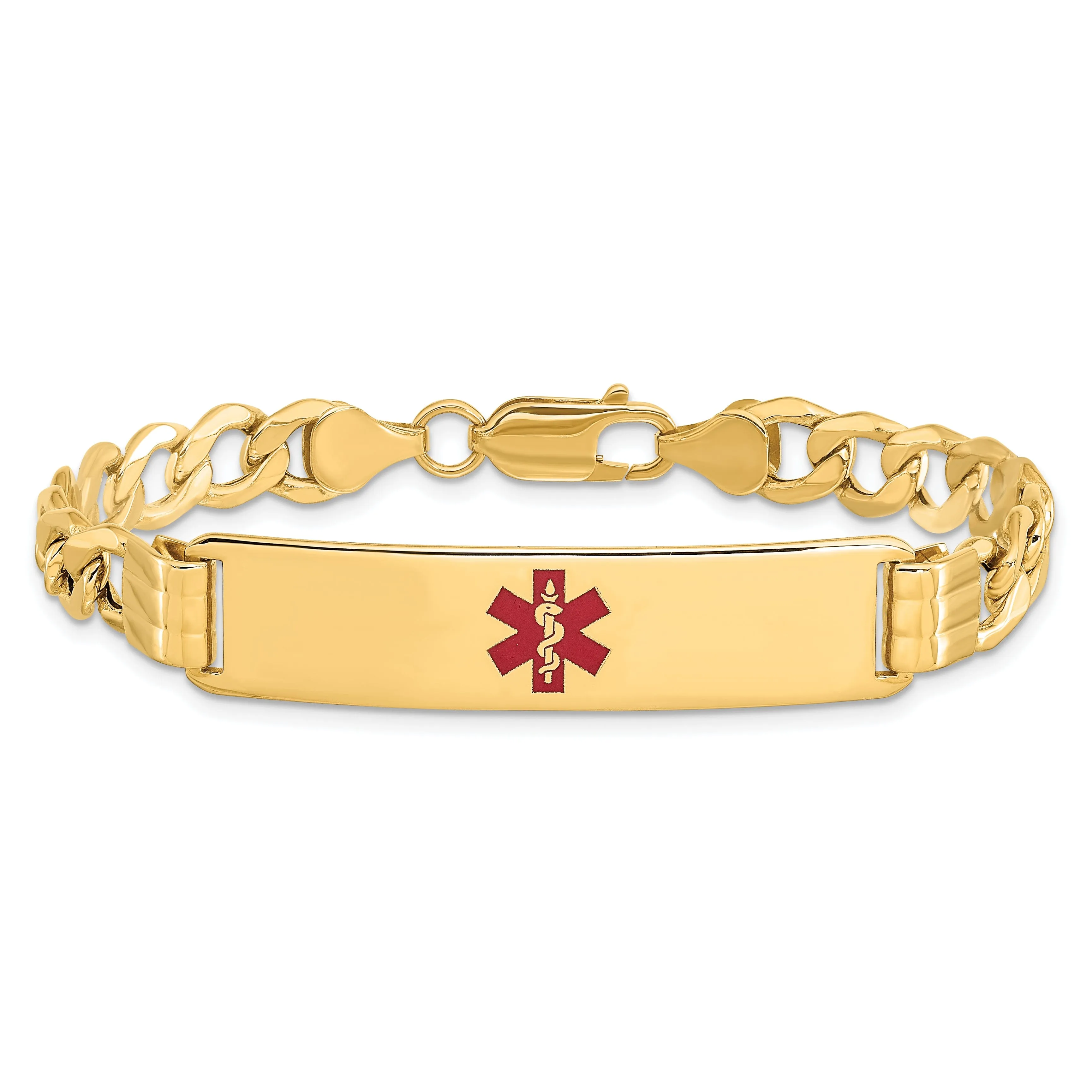 14K Yellow Gold Curb Link Medical ID Bracelet