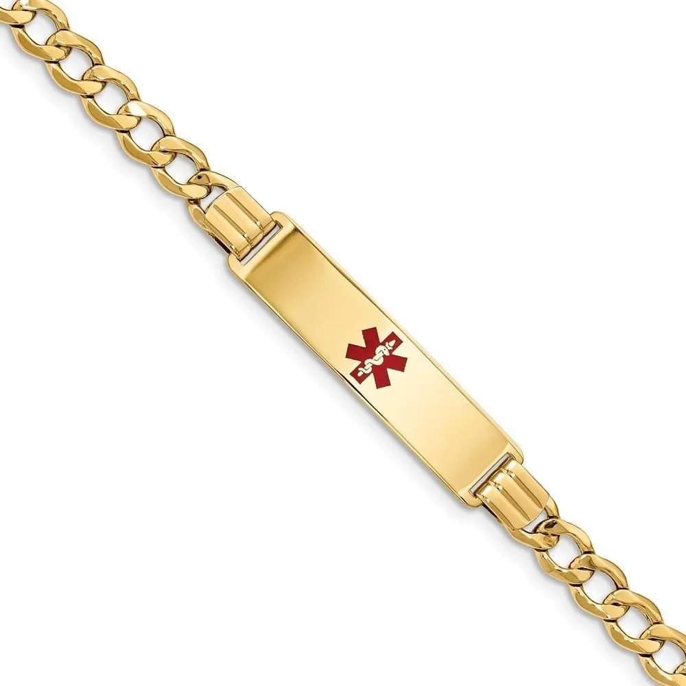 14K Yellow Gold Curb Link Medical ID Bracelet