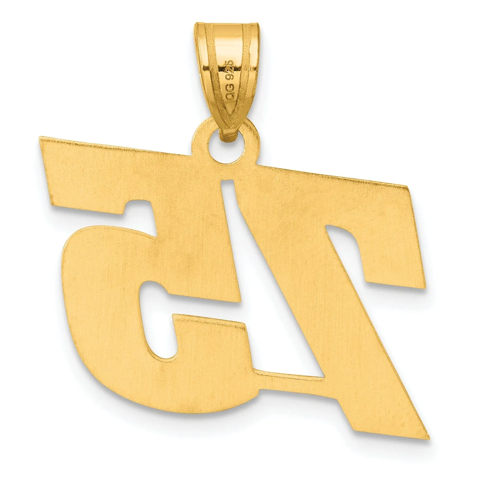 14k Yellow Gold Polished Finish Block Script Design Number 75 Charm Pendant