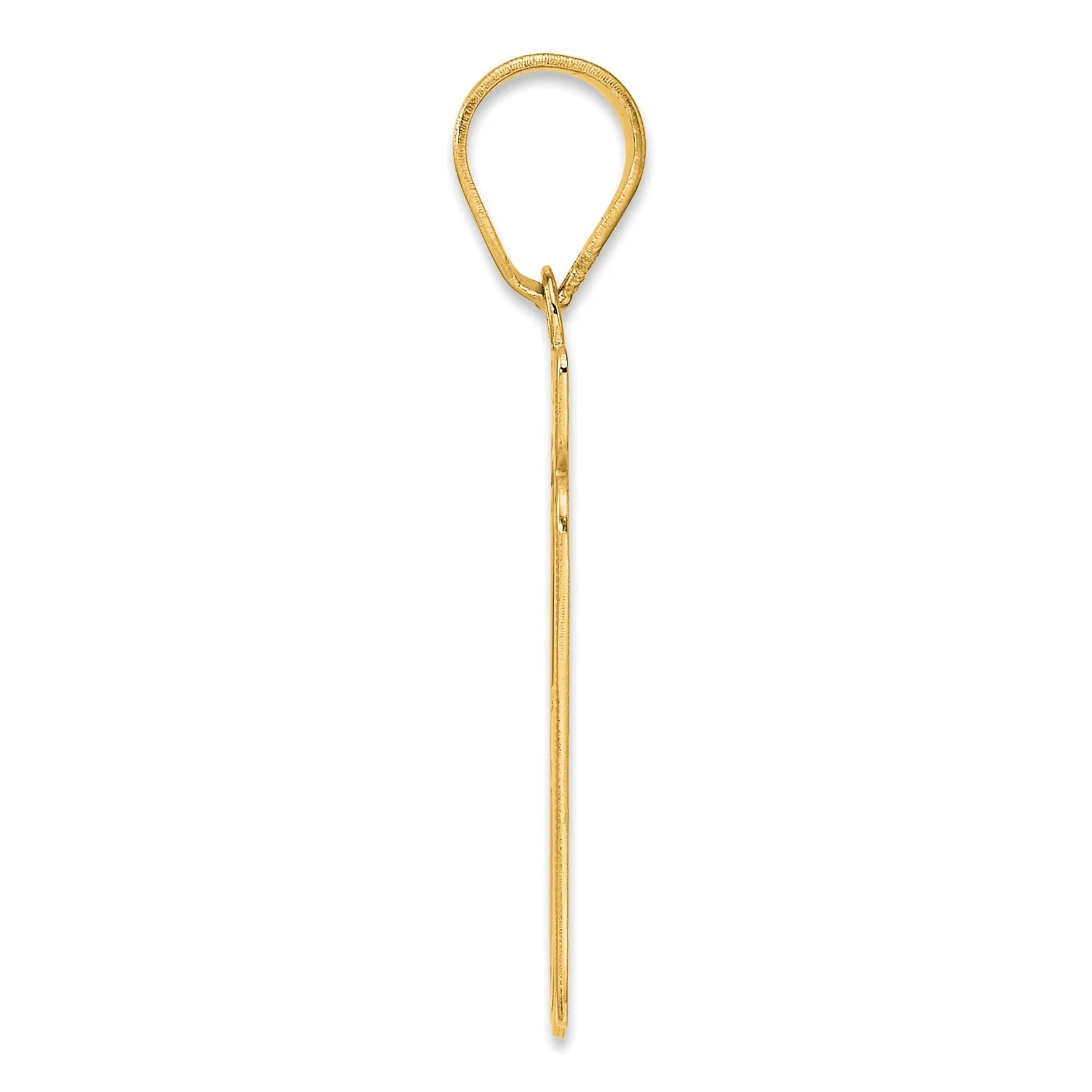 14k Yellow Gold Polished Finish Script Design Number 61 Charm Pendant