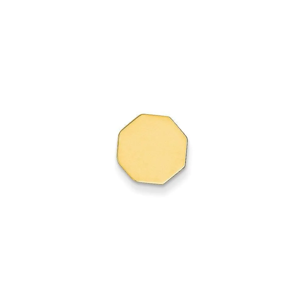 14k Yellow Gold Solid Octagon Design Tie Tac.