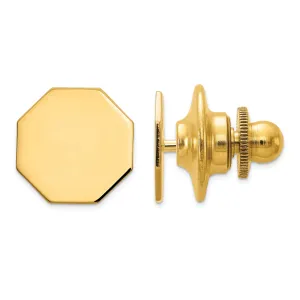 14k Yellow Gold Solid Octagon Design Tie Tac.