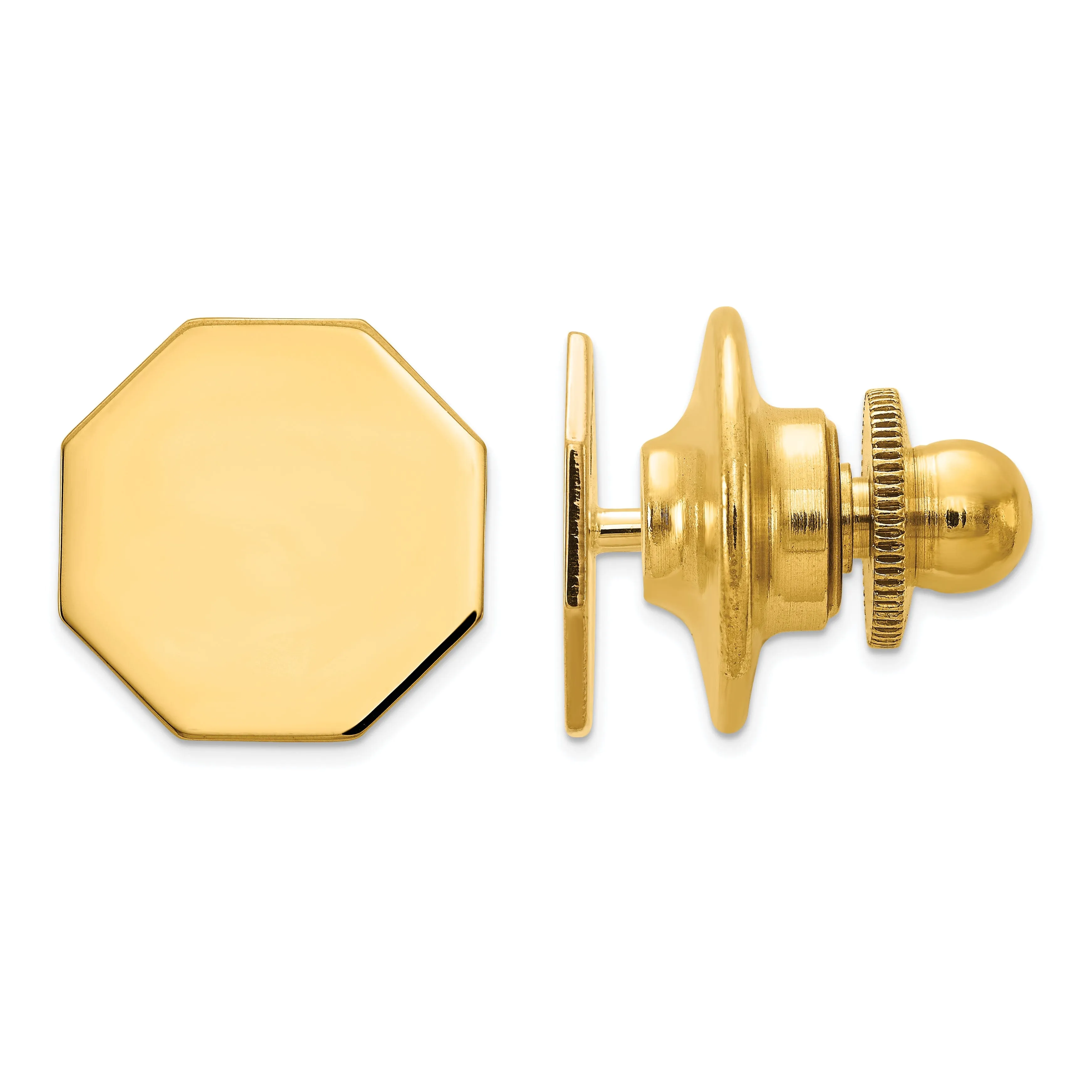 14k Yellow Gold Solid Octagon Design Tie Tac.