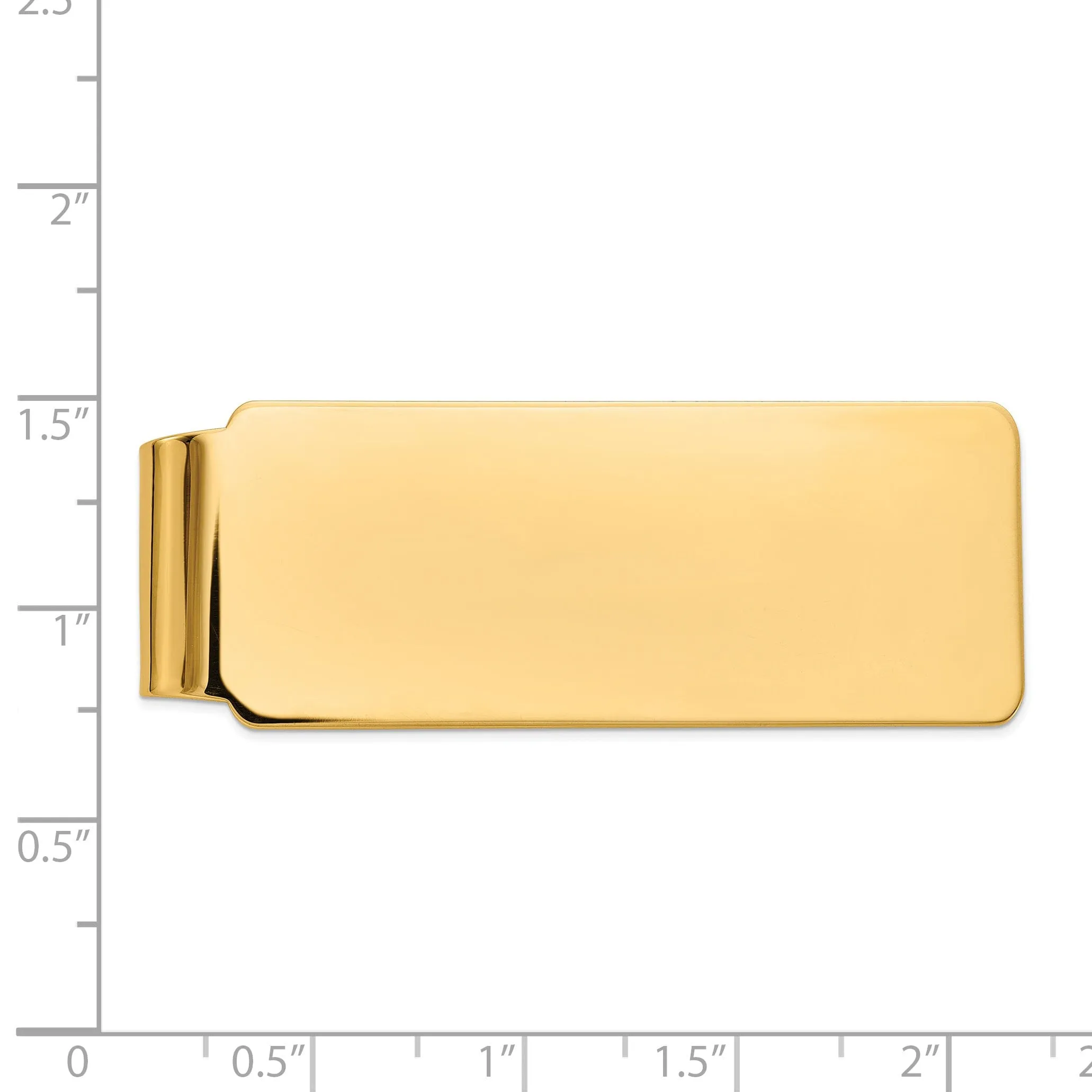 14k Yellow Gold Solid Smooth Flat Money Clip.