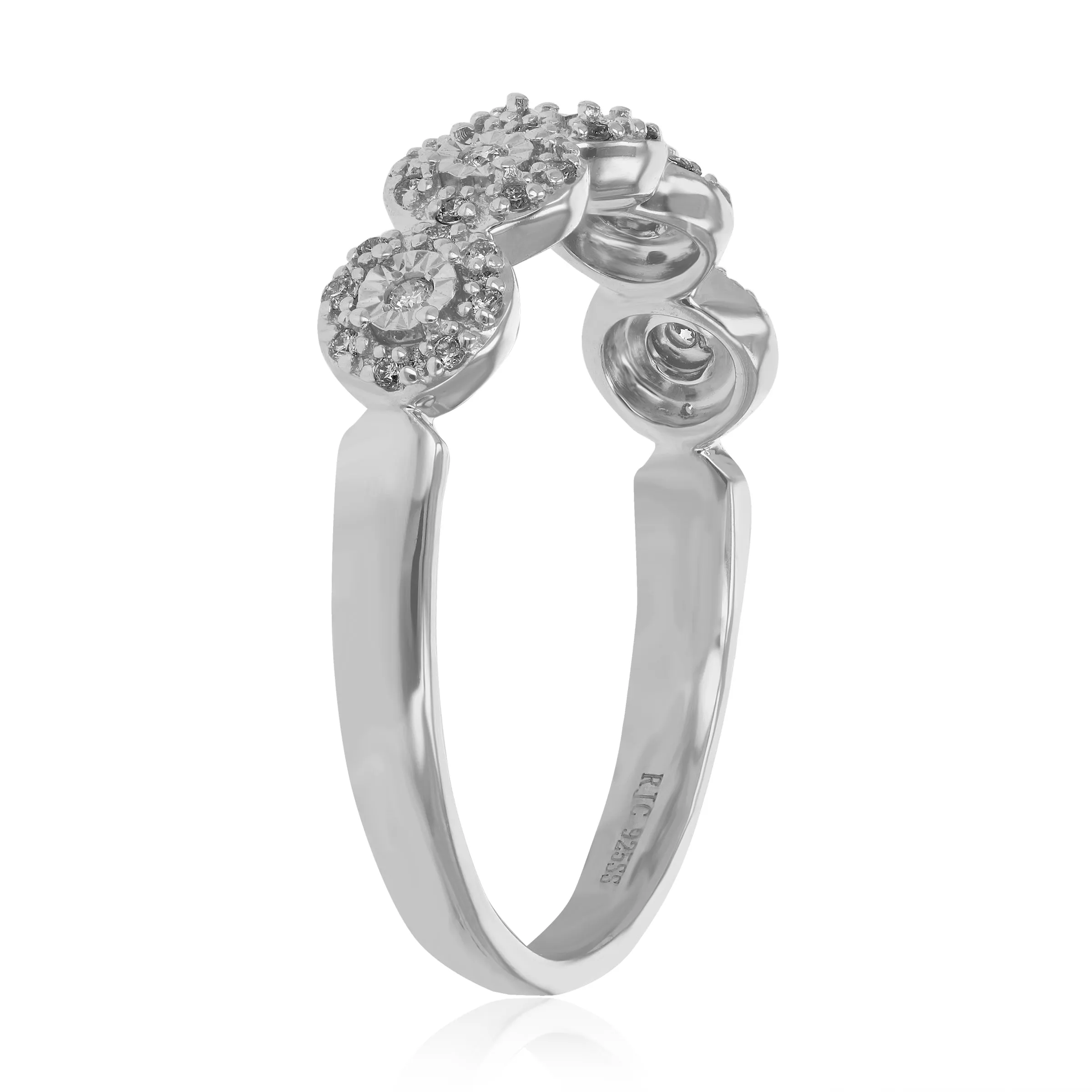 1/7 cttw Five Lab Grown Diamond Wedding Ring in Sterling Silver