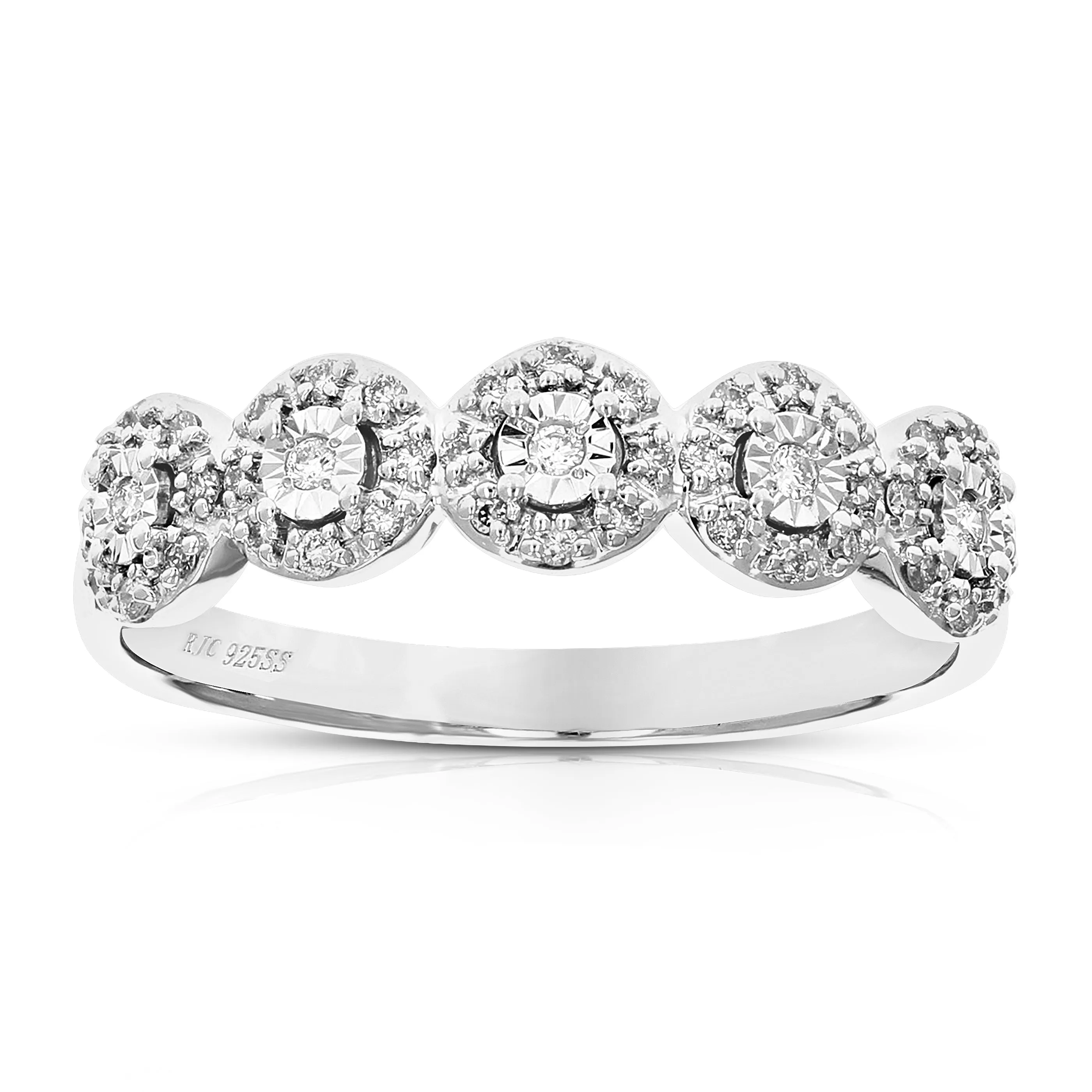 1/7 cttw Five Lab Grown Diamond Wedding Ring in Sterling Silver
