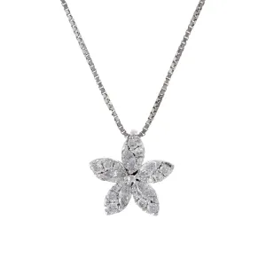18KT White Gold Flower Diamond Pendant