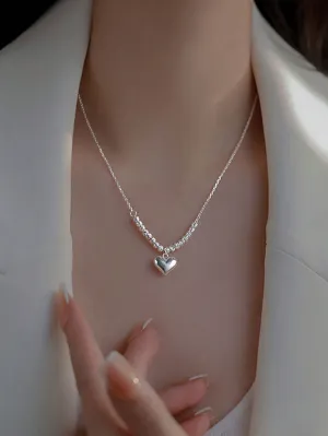1pc Romantic Delicate Heart Shaped Beads Women's Gift S92 Sterling Silver Necklace Holiday
