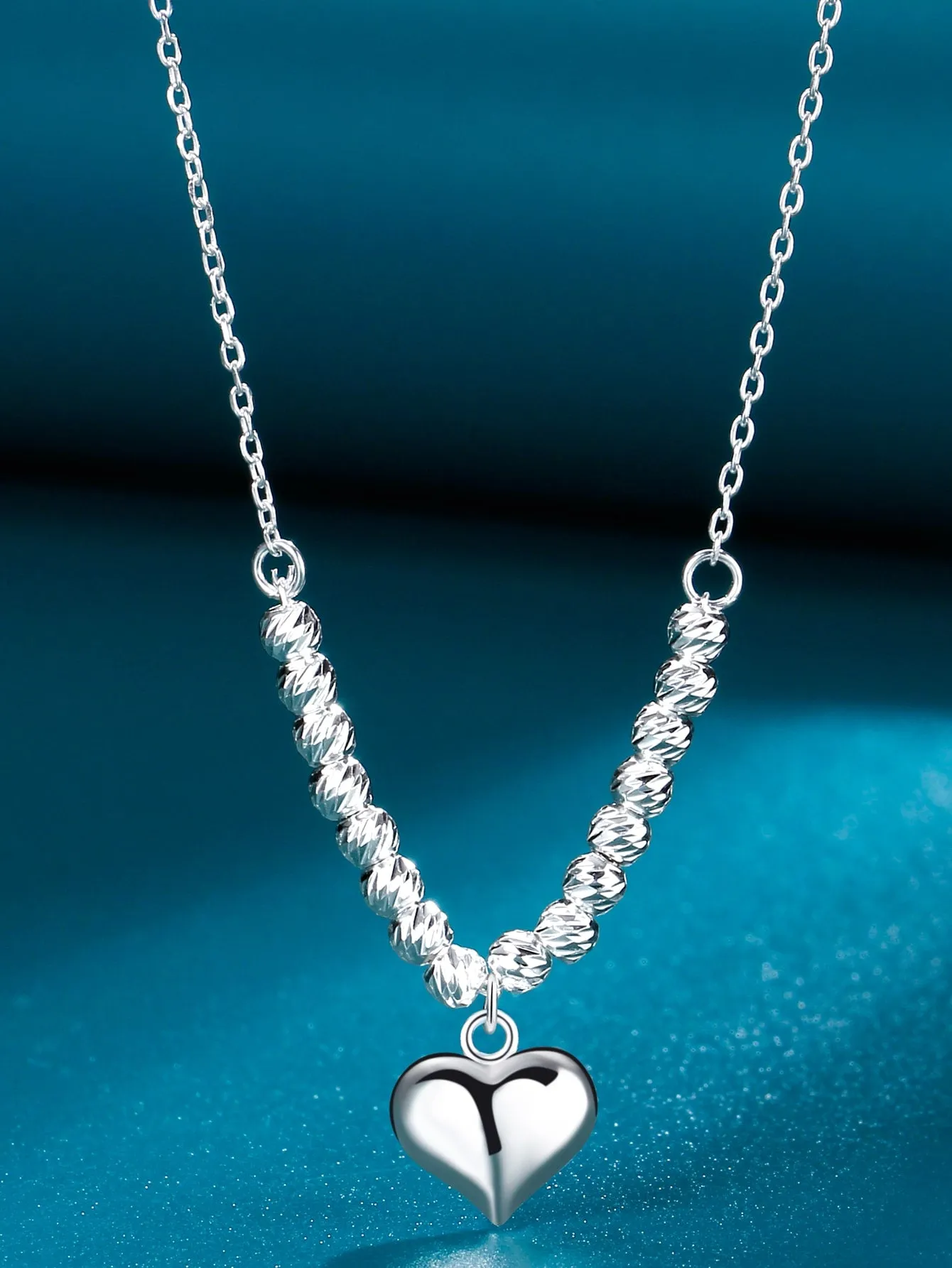 1pc Romantic Delicate Heart Shaped Beads Women's Gift S92 Sterling Silver Necklace Holiday