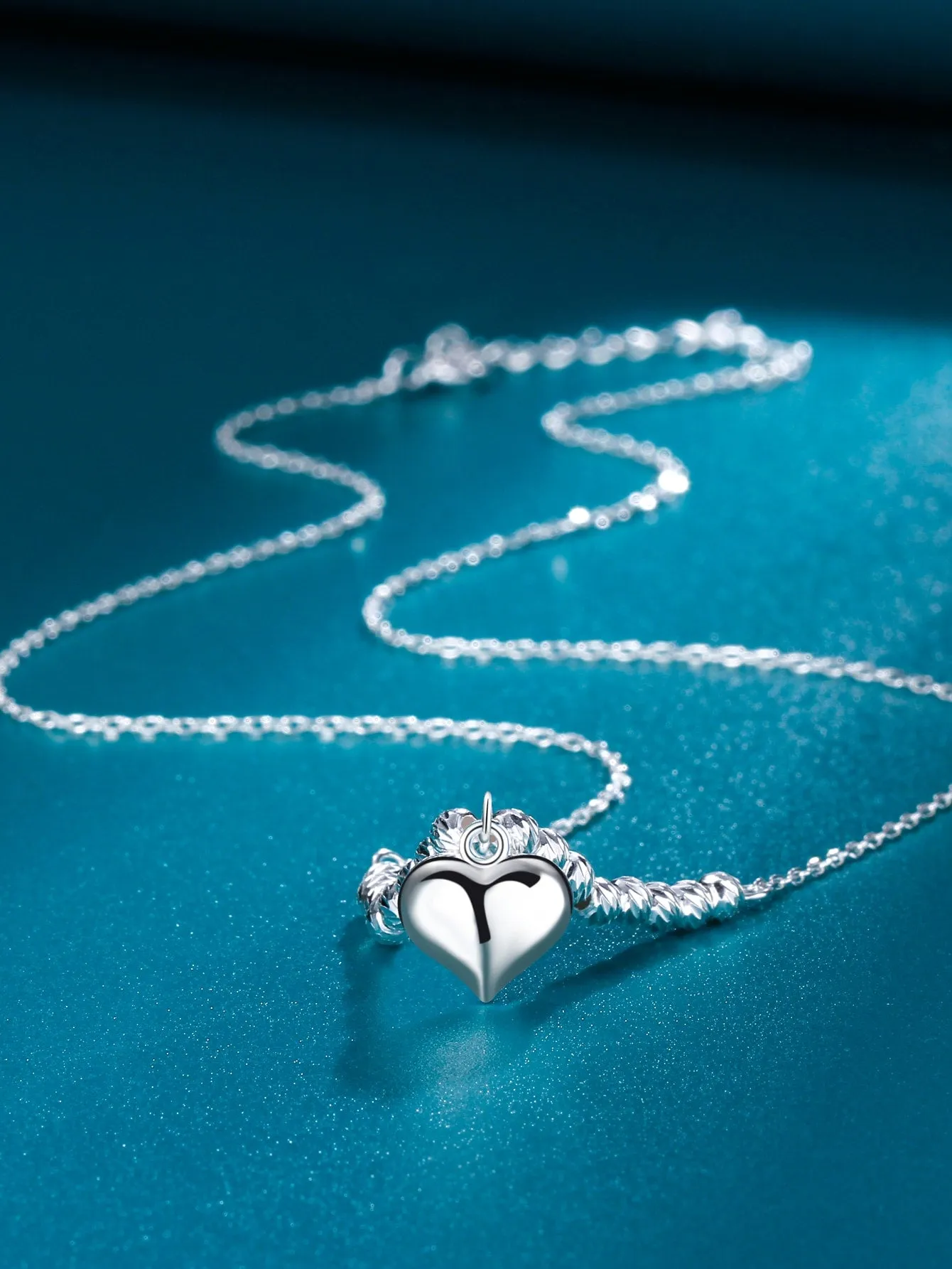 1pc Romantic Delicate Heart Shaped Beads Women's Gift S92 Sterling Silver Necklace Holiday