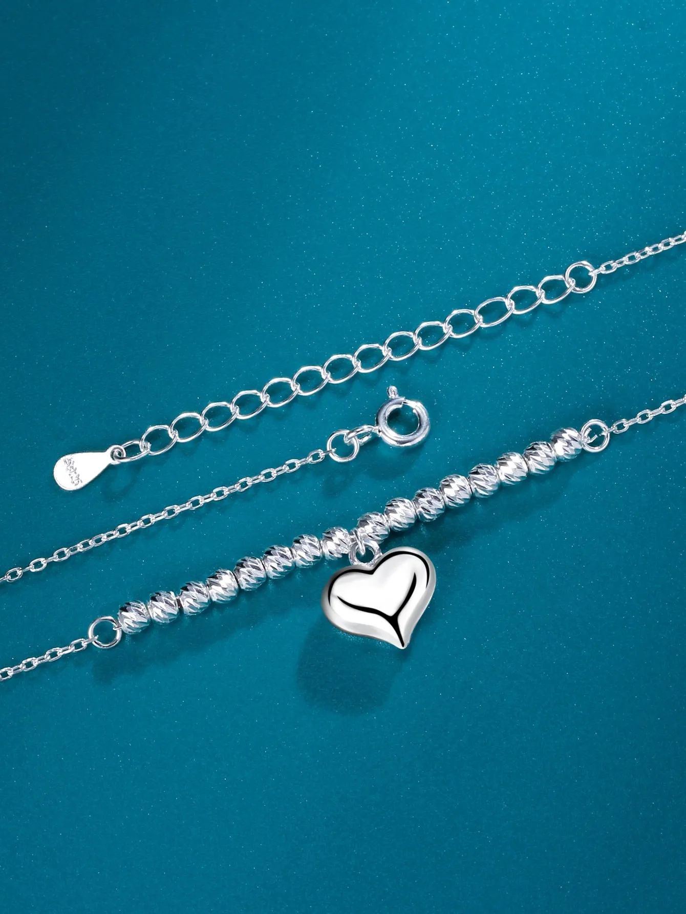 1pc Romantic Delicate Heart Shaped Beads Women's Gift S92 Sterling Silver Necklace Holiday