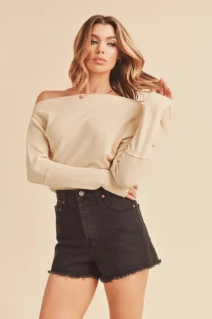 Aemi   Co One Shoulder Long Sleeve Knit Top