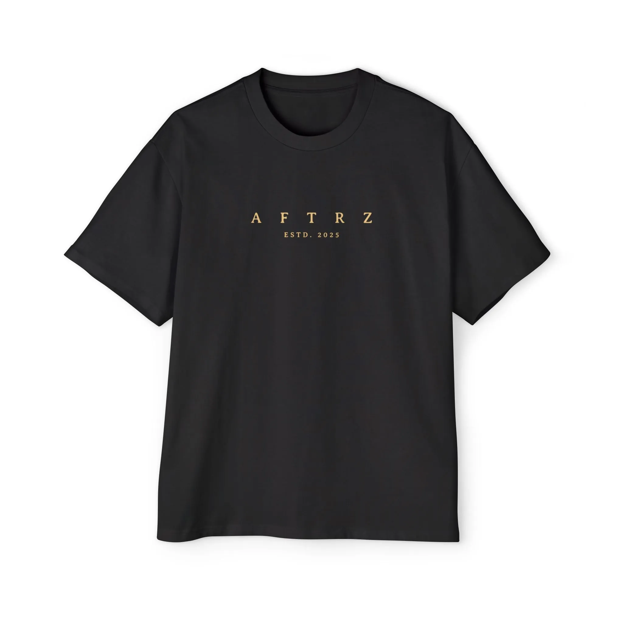 Aftrz Classics Heavy Oversized Short Sleeve T-Shirt - Black with Tan Logo