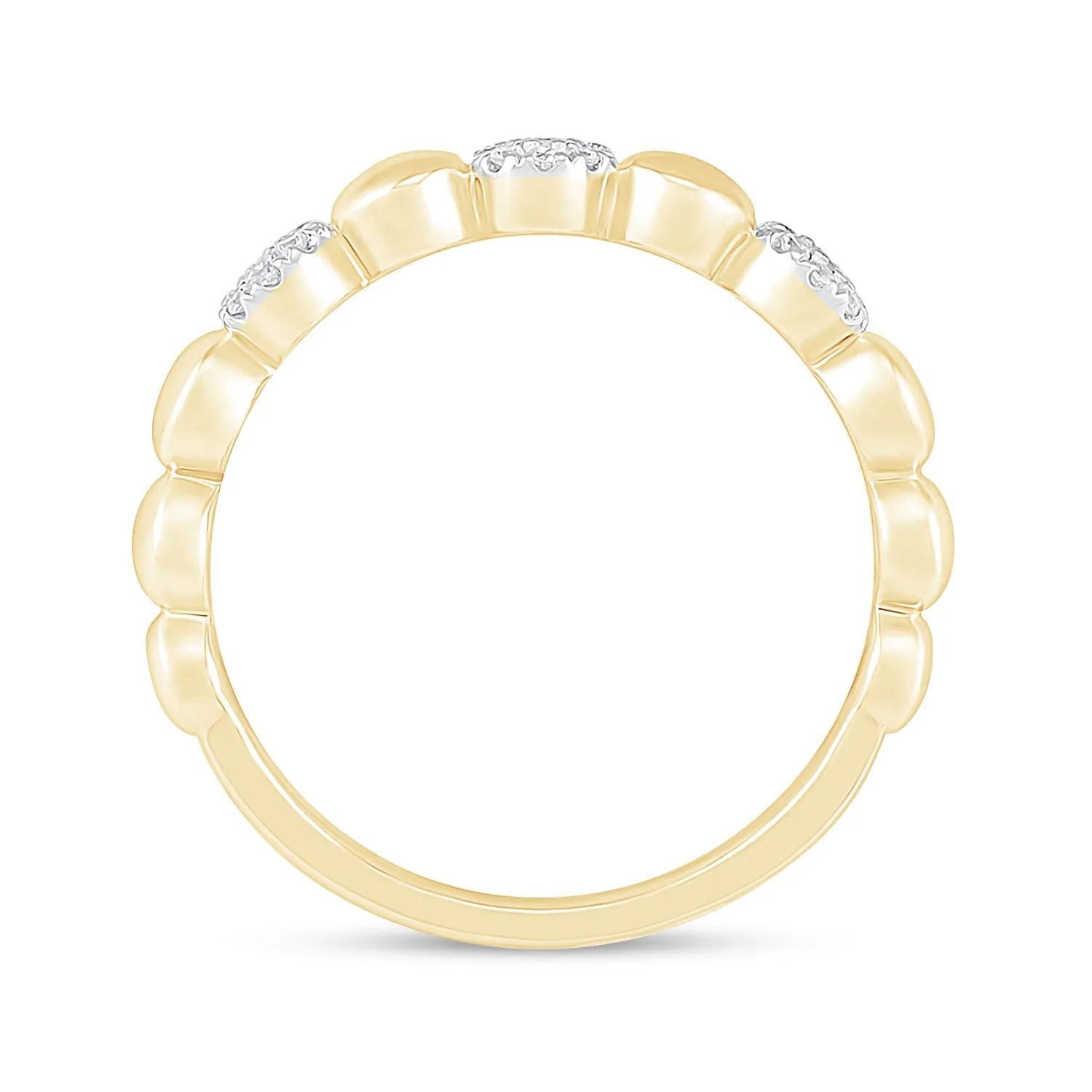Alternating Diamond and Gold Circles Ring