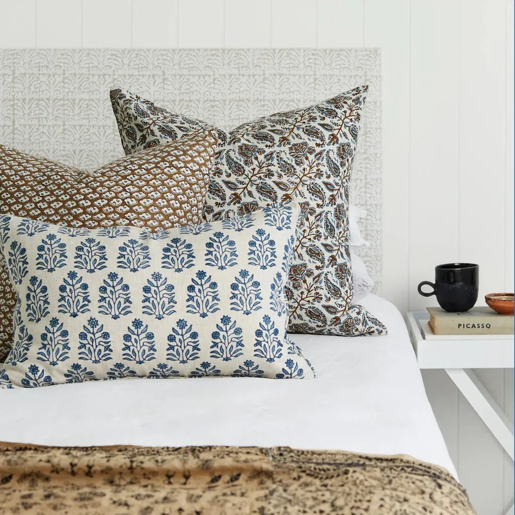 Amer Azure Block Print Pillow