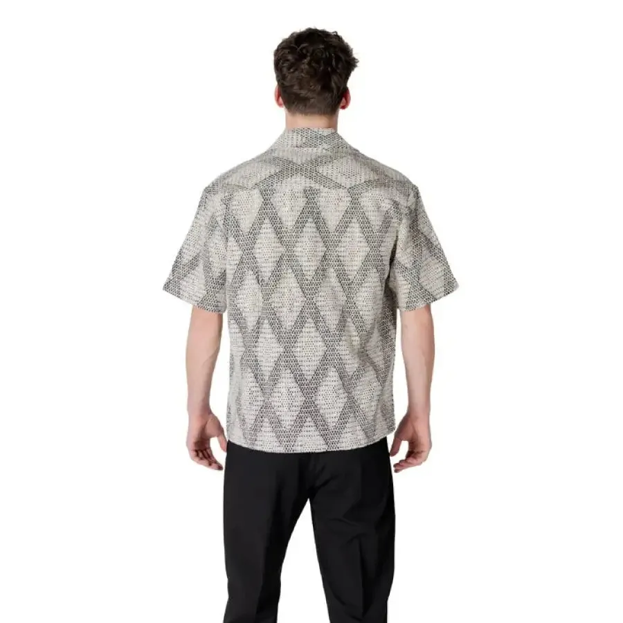 Antony Morato Black Geometric V Neck Button Shirt