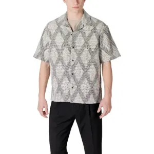 Antony Morato Black Geometric V Neck Button Shirt
