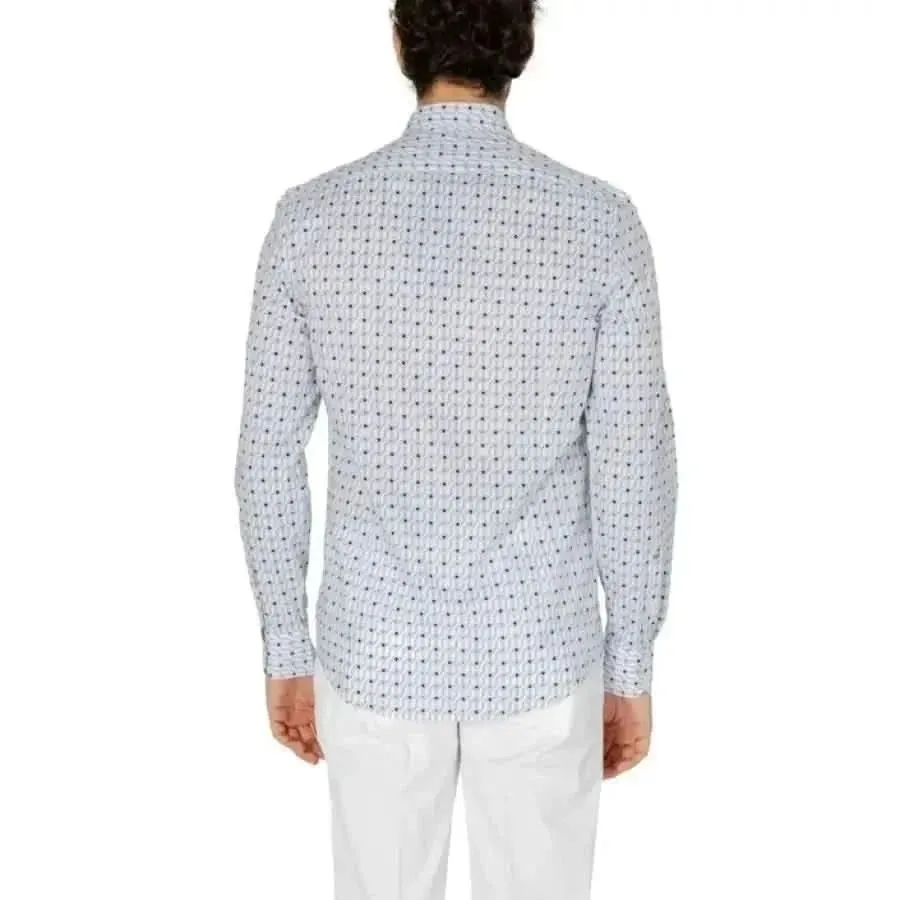 Antony Morato Men's Blue Geometric Cotton Shirt