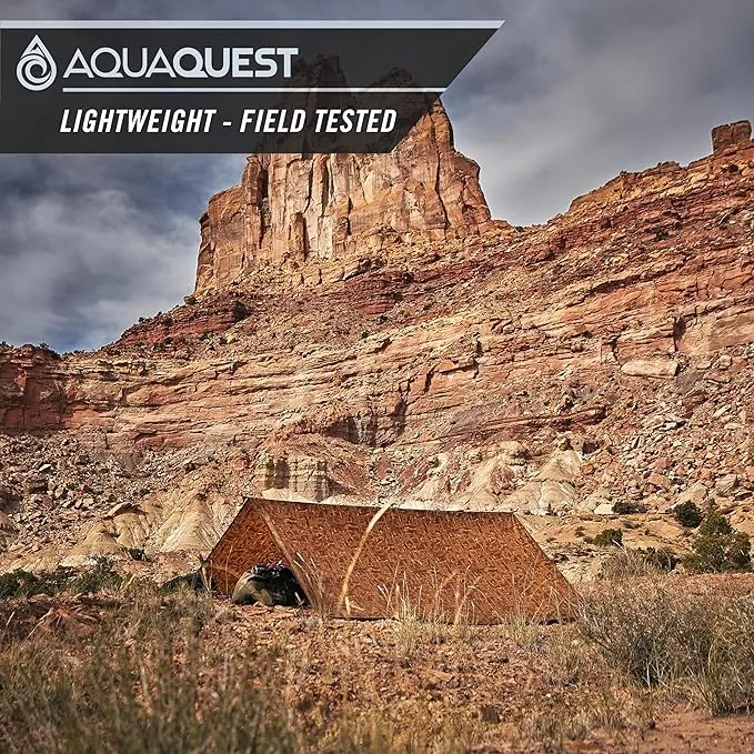AquaQuest Safari Camping Tarp - Lightweight Durable Rain Fly - Waterproof Camping Essentials for Hiking, Backpacking & Hammock, 10 x 10 ft, True Terrain Camo