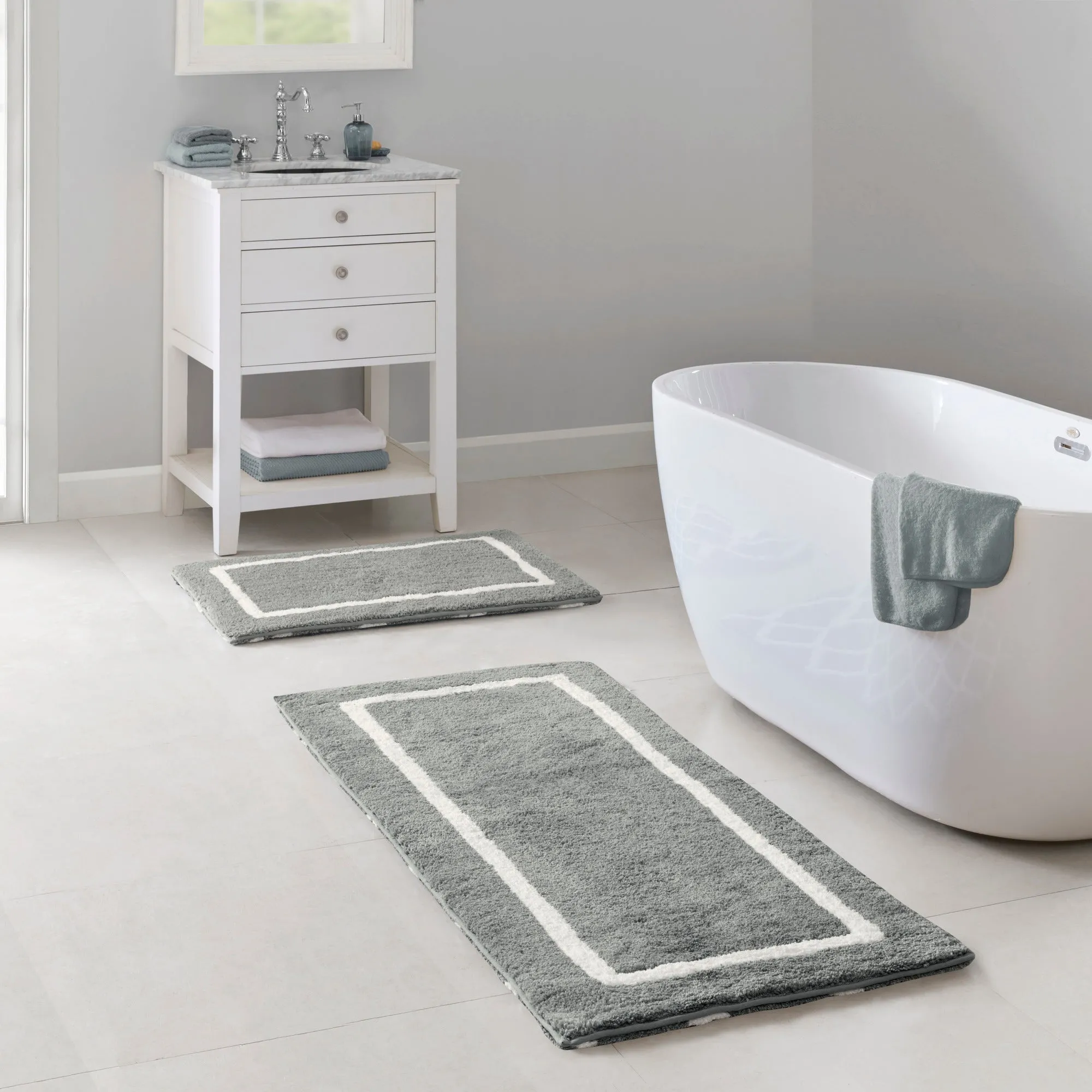 Arlo Reversible High Pile Tufted Microfiber Bath Rug