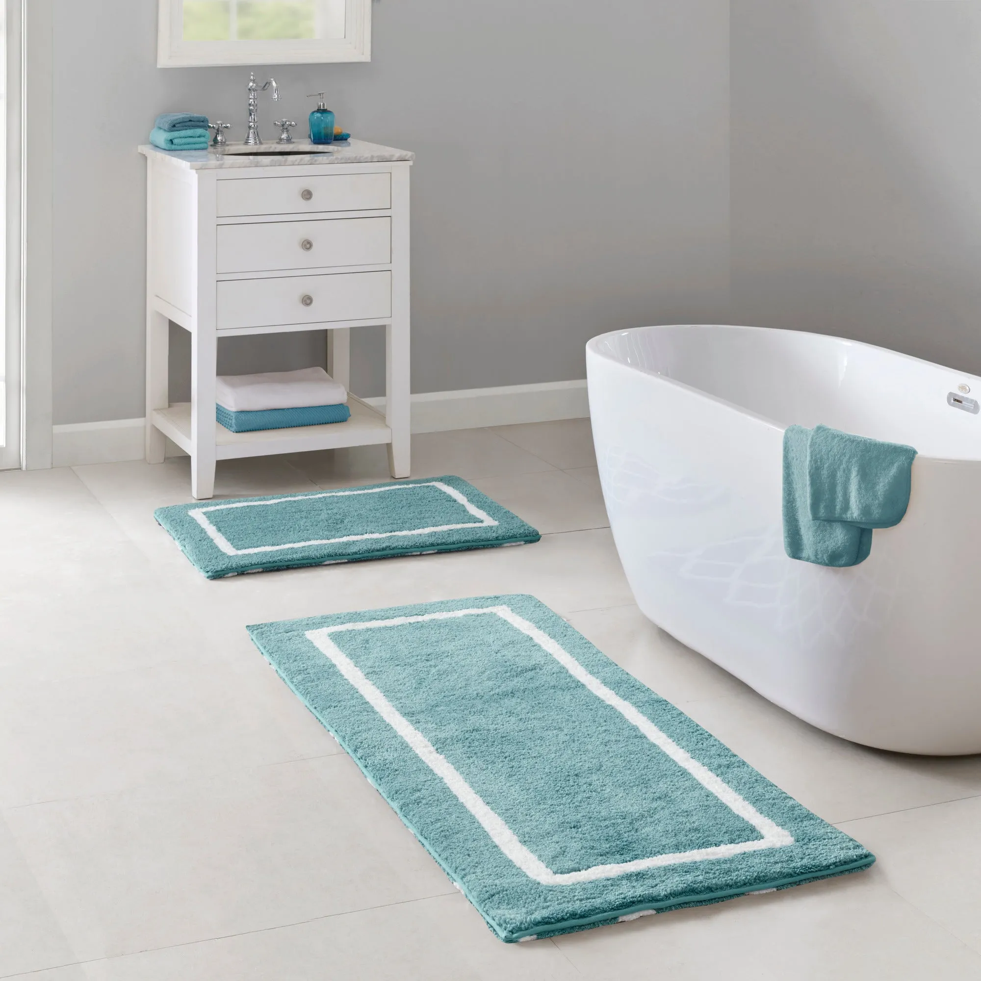 Arlo Reversible High Pile Tufted Microfiber Bath Rug