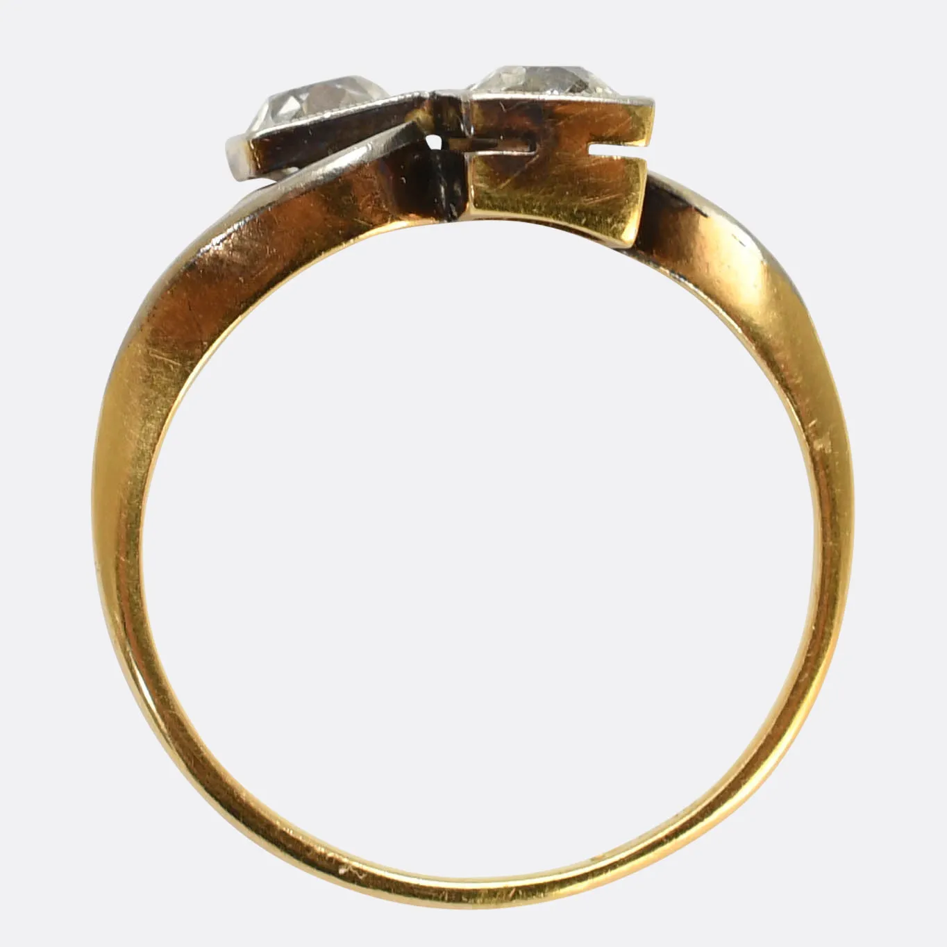 Art Deco "Toi et Moi" Diamond Crossover Ring