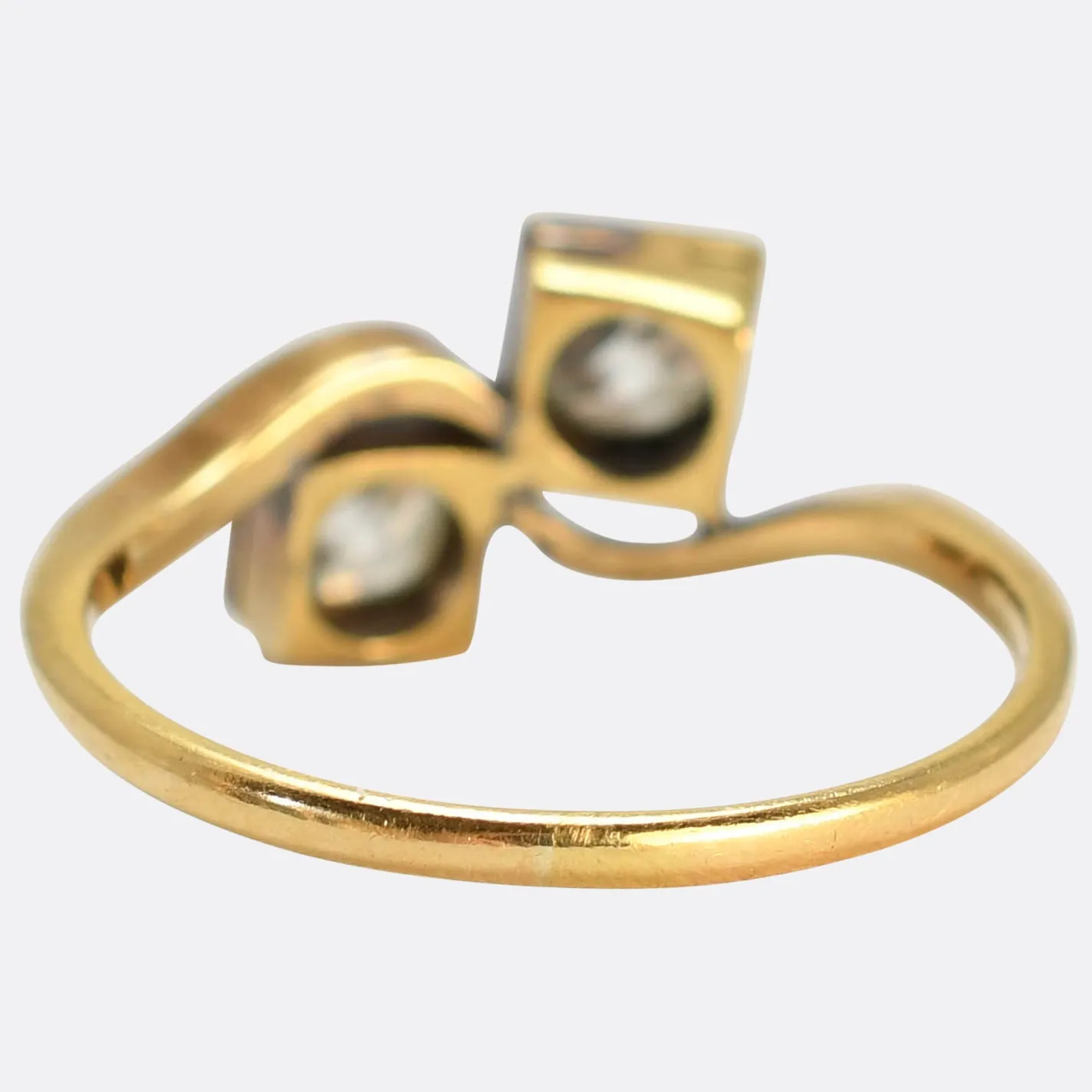 Art Deco "Toi et Moi" Diamond Crossover Ring