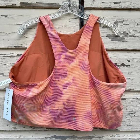Athleta Conscious Textured Crop D-DD Top Tie Dye Athletic Tank Built in Bra 3X