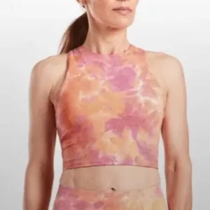 Athleta Conscious Textured Crop D-DD Top Tie Dye Athletic Tank Built in Bra 3X