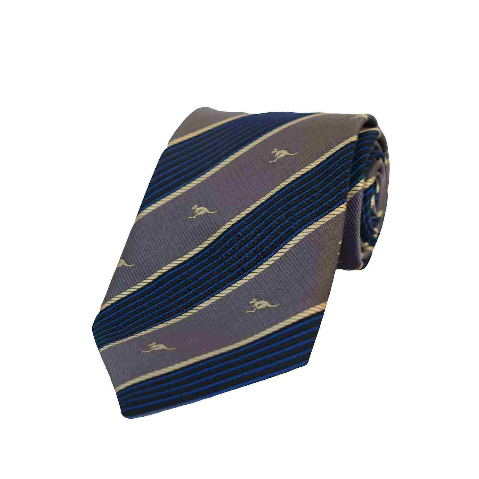 Australian Neck Tie Kangaroo Stripe Grey