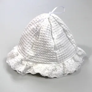 Baby Girls White Sun Hat - White - Lace Trim