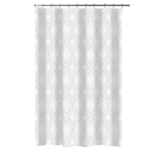 Bath Bliss White/Blue Moroccan Design PE and EVA Shower Curtain, 70" x 72"