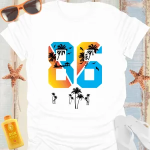 Beach Vibe Sunset California T-Shirt With Palm Design