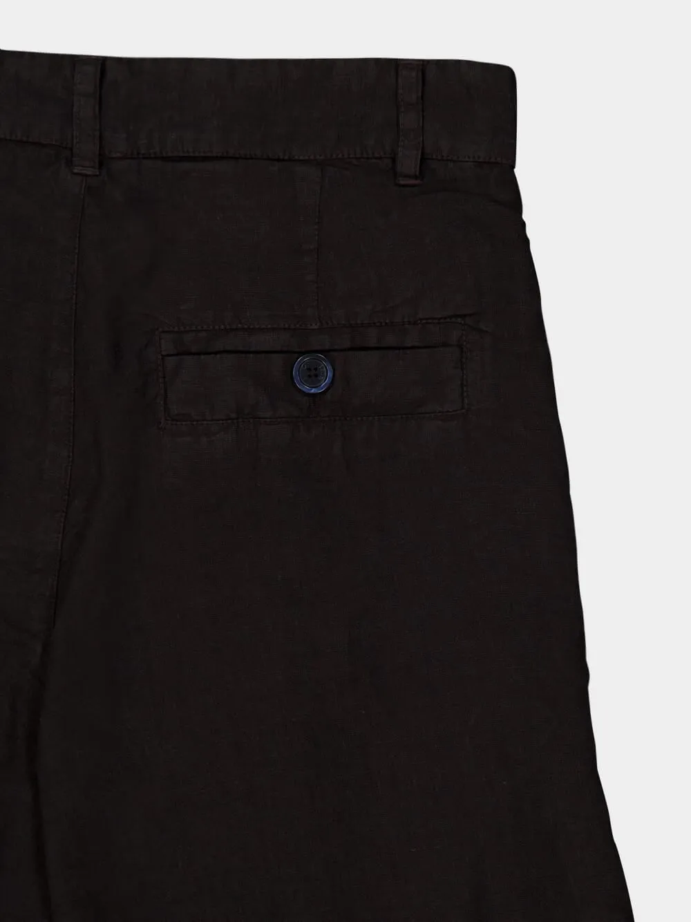Black Casual Fit Linen Shorts