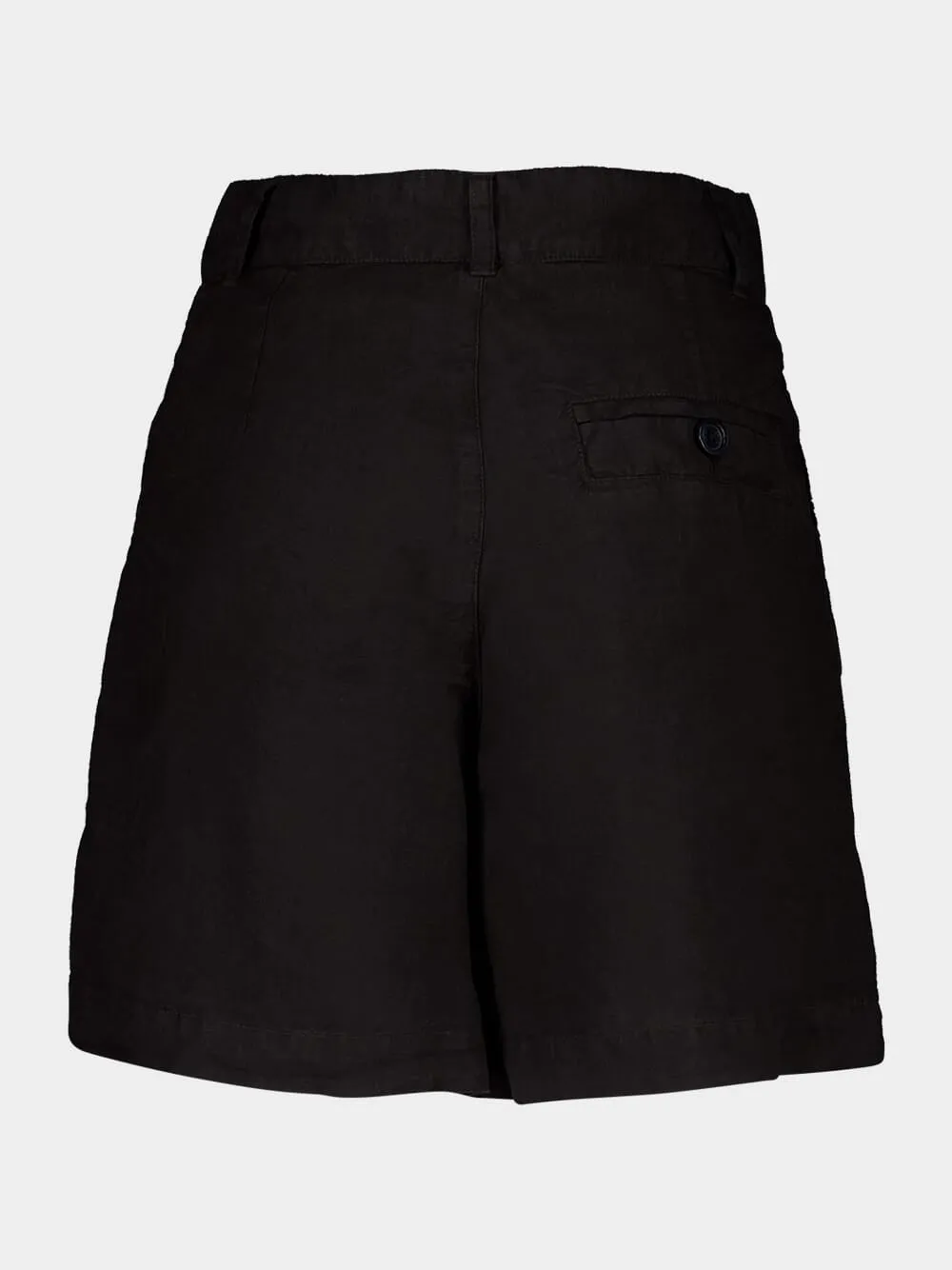 Black Casual Fit Linen Shorts