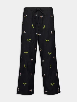 Black Thistle Embroidered Pants