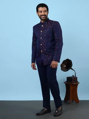 Blue & Red Jodhpuri Suit | JadeBlue