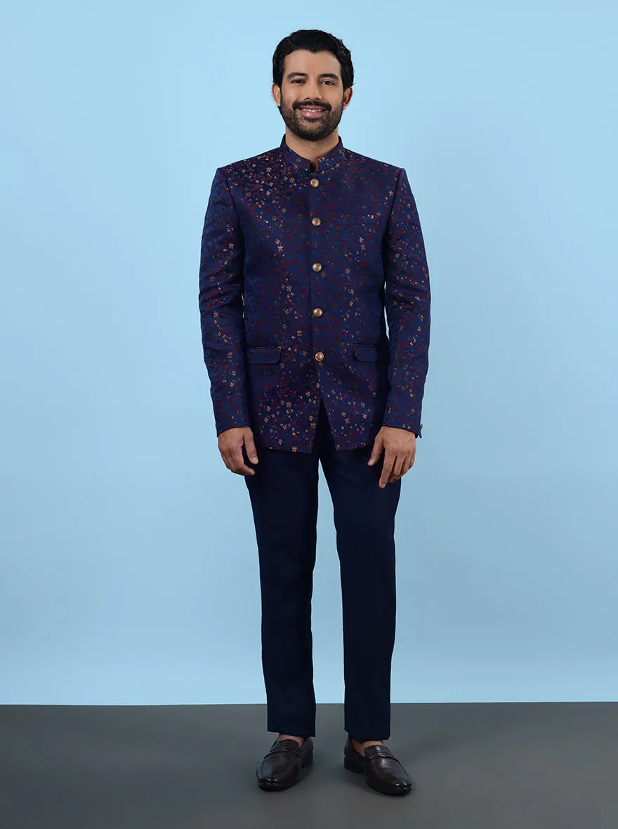 Blue & Red Jodhpuri Suit | JadeBlue