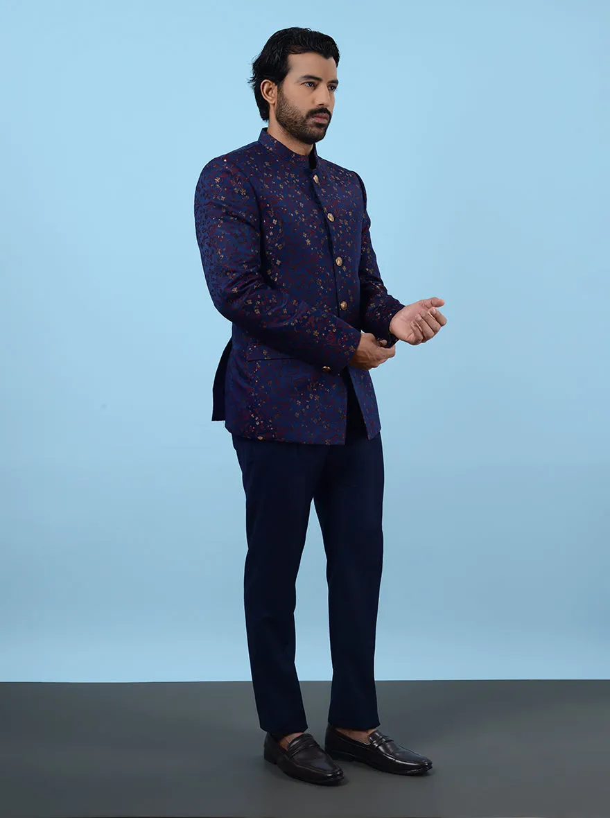 Blue & Red Jodhpuri Suit | JadeBlue