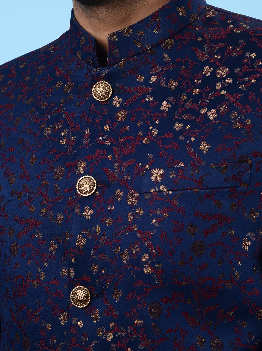Blue & Red Jodhpuri Suit | JadeBlue