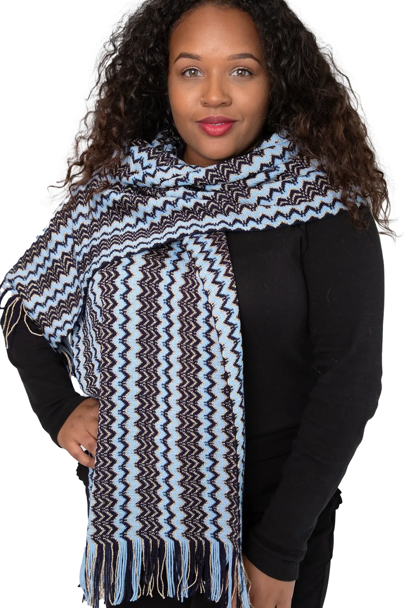 Blue Black & Gold Zig Zag Scarf
