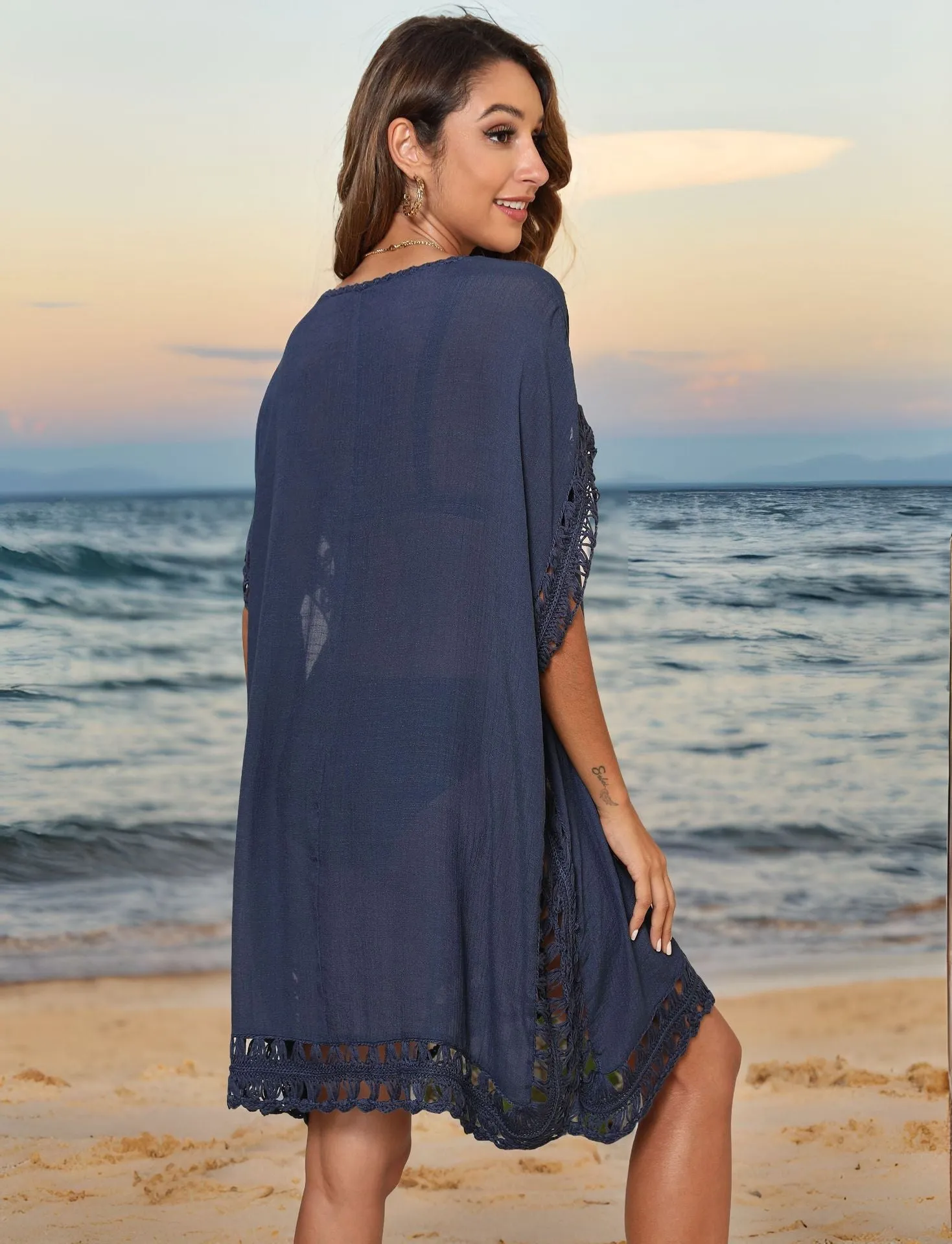 Bohemian Elegance Handcrafted Open-Weave Beach Cover-Up Design