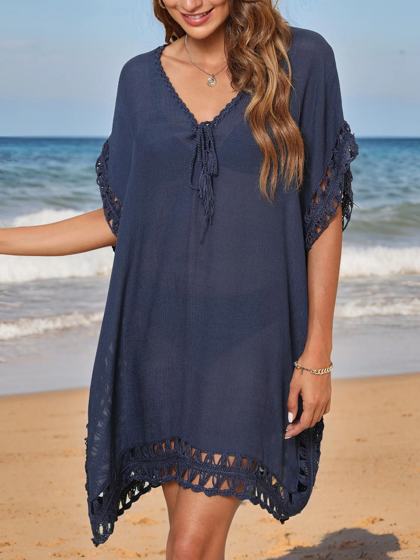 Bohemian Elegance Handcrafted Open-Weave Beach Cover-Up Design