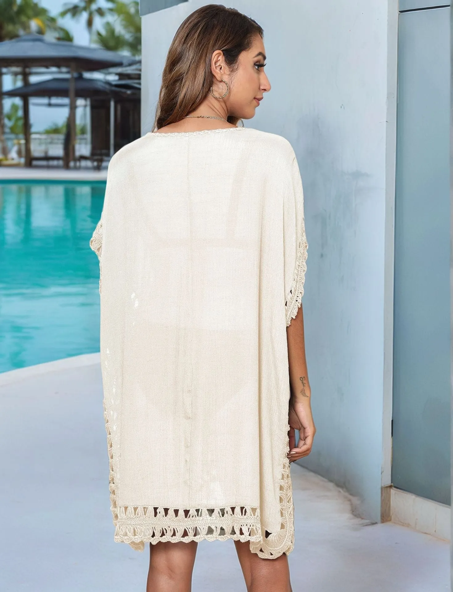 Bohemian Elegance Handcrafted Open-Weave Beach Cover-Up Design