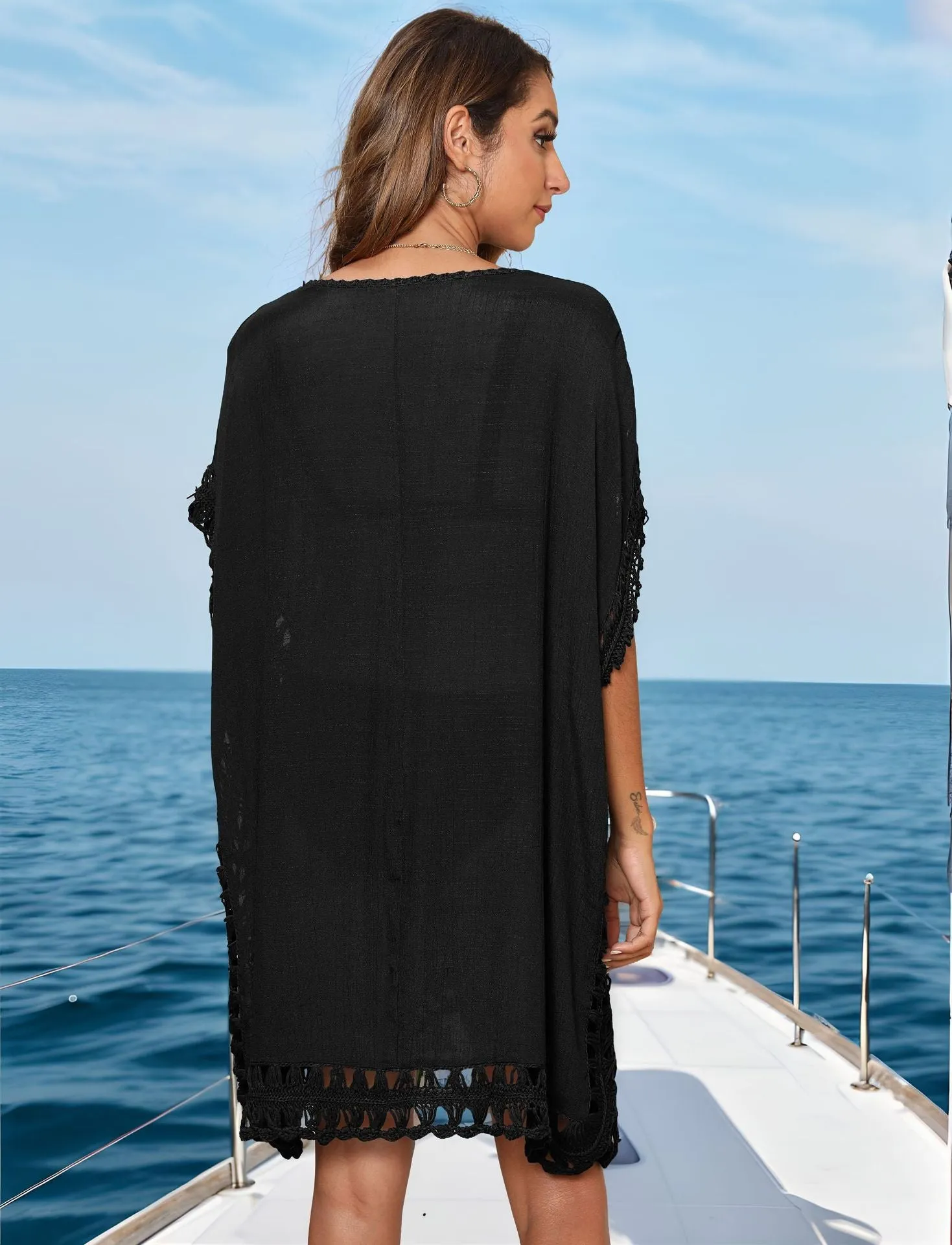 Bohemian Elegance Handcrafted Open-Weave Beach Cover-Up Design