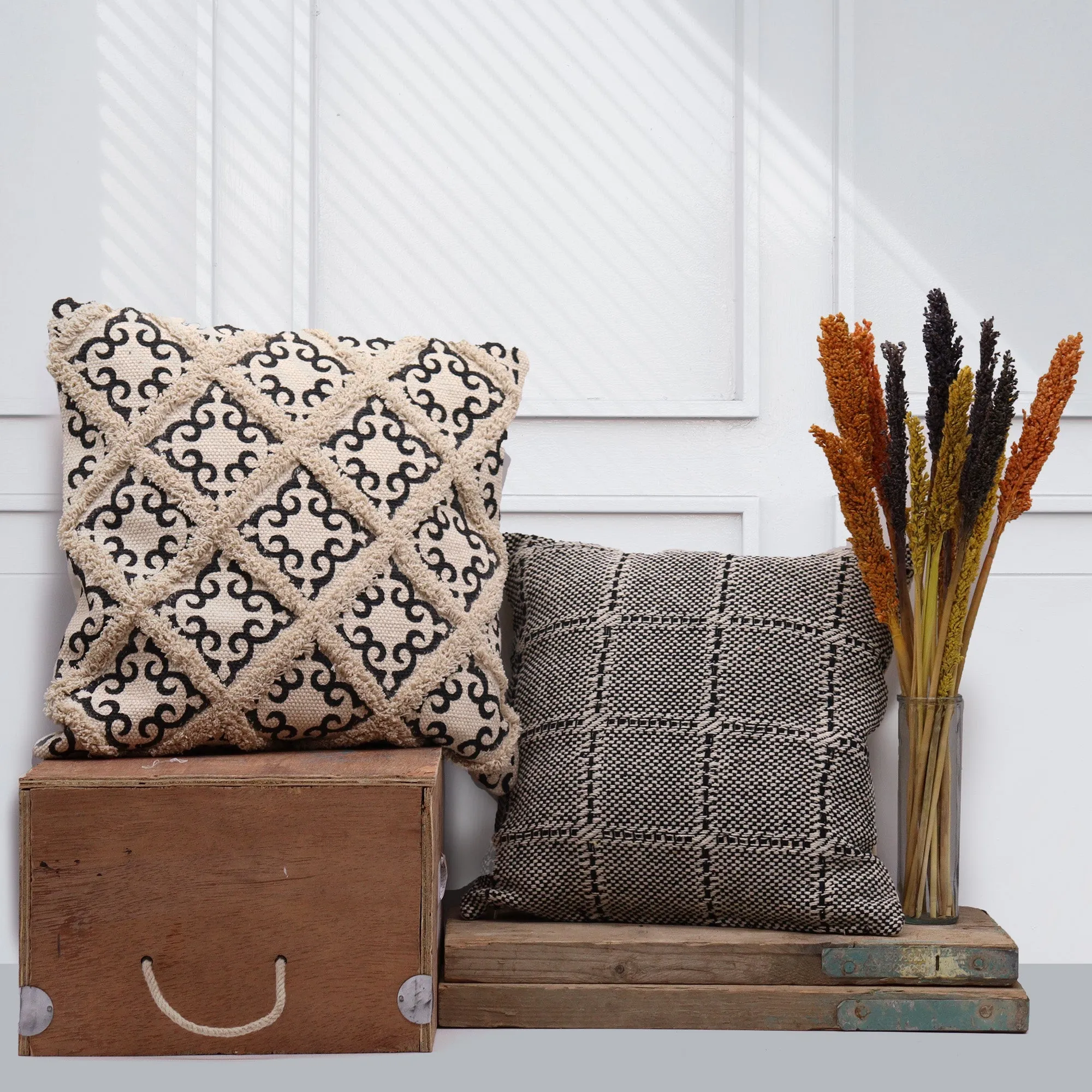 Boho Cushion Cover - Jaggered Pink - 40x40cm