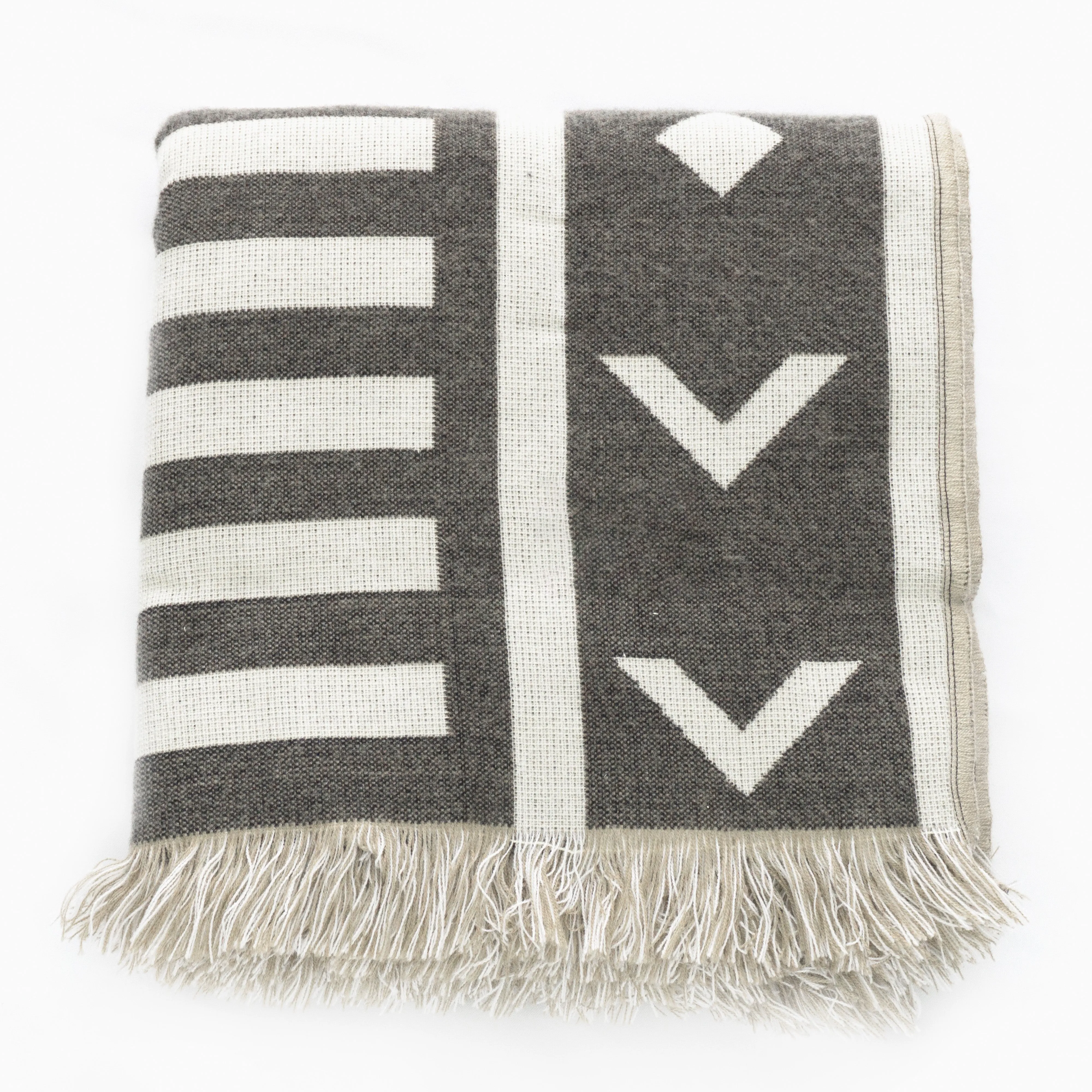 Boho Farmhouse Woven Throw Blanket | Chimborazo Beige